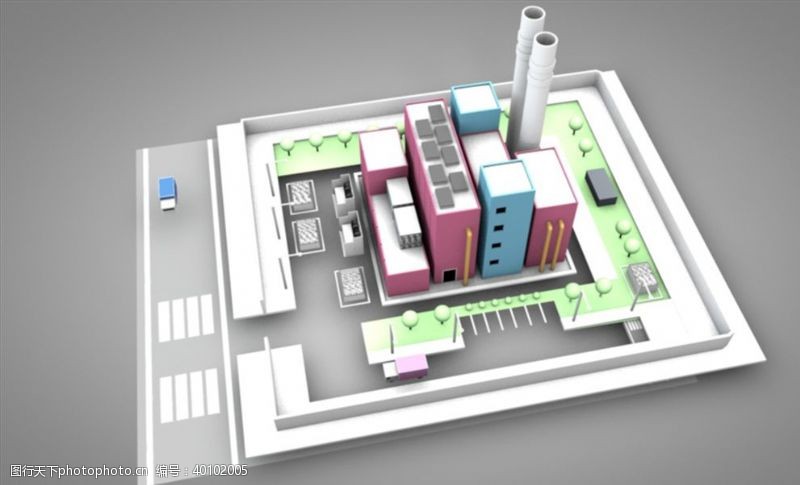 简约型C4D模型像素工厂企业图片