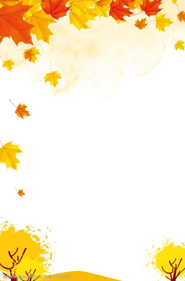 欧式边框秋天枫叶背景图片