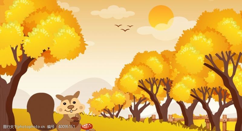 矢量动物秋天松鼠插画图片