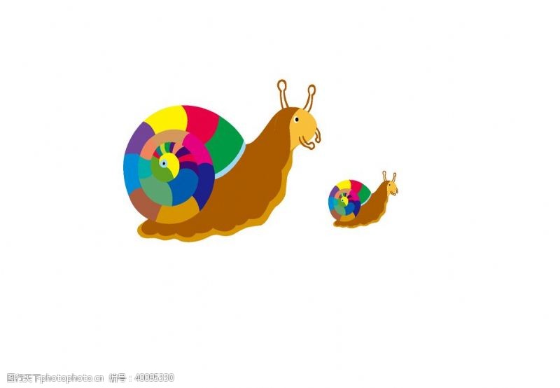 儿童绘本矢量彩色蜗牛图片