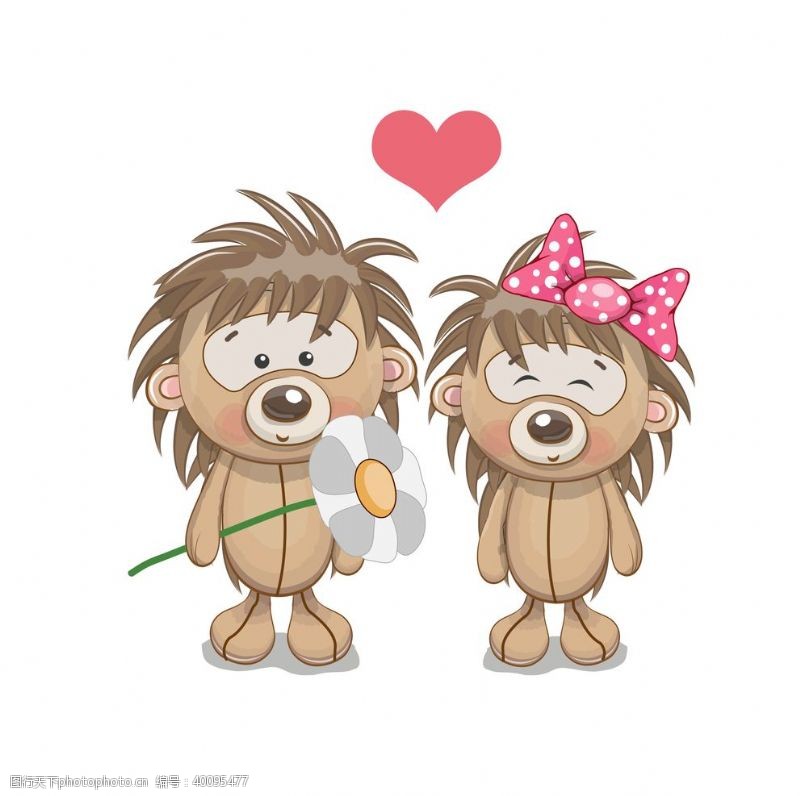 丛林背景手绘卡通刺猬情侣图片