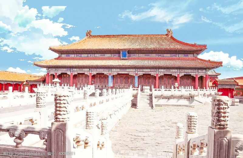 建筑花纹手绘现代建筑地标图片