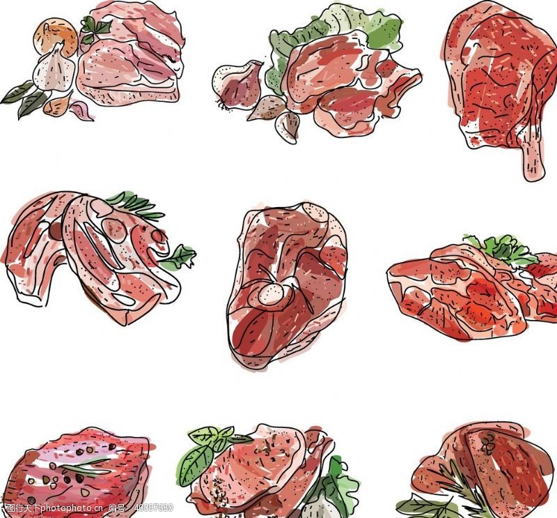 鲜果肉手绘鲜肉图片