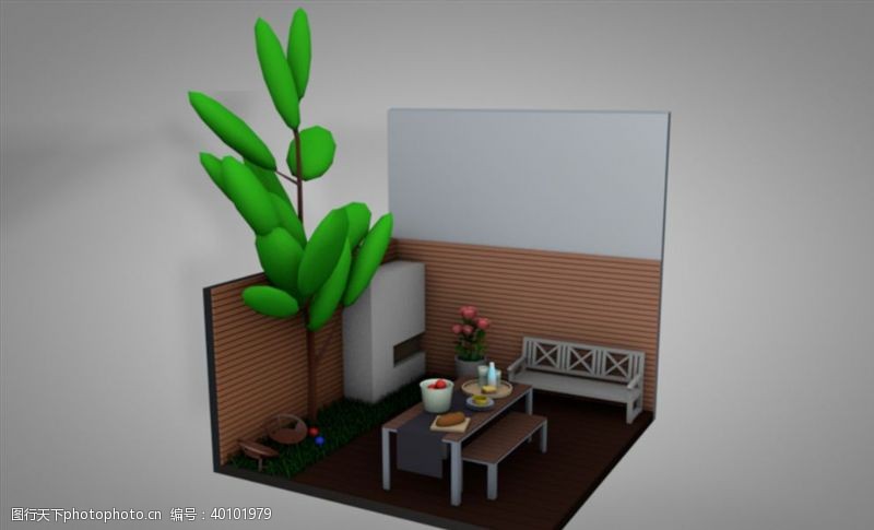 3d模型素材C4D模型餐厅图片