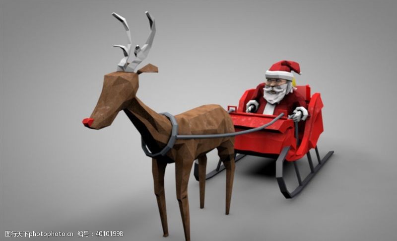 3d素材C4D模型圣诞老人麋鹿图片