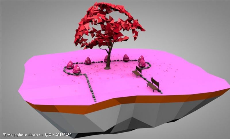 树木模型C4D模型树木石头图片
