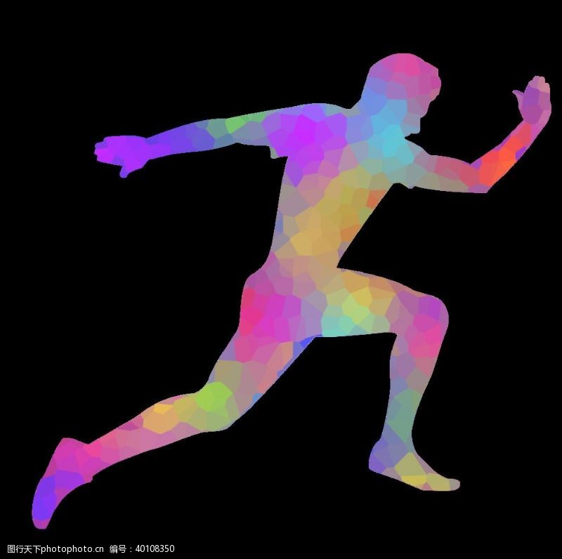 彩跑彩色渐变跑步人物元素图片