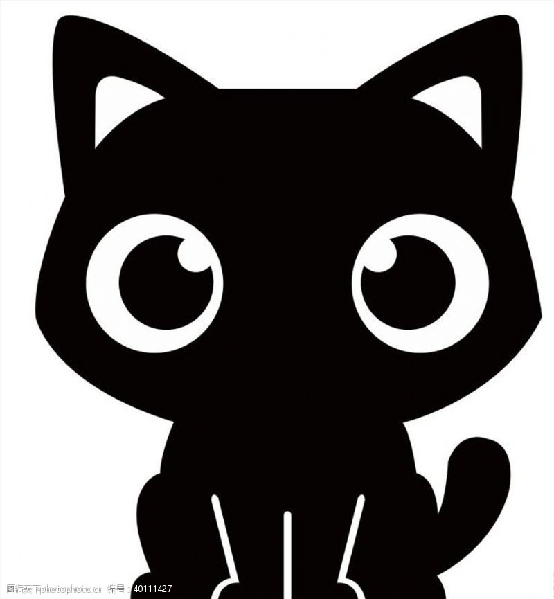水黑笔卡通黑色猫咪图片