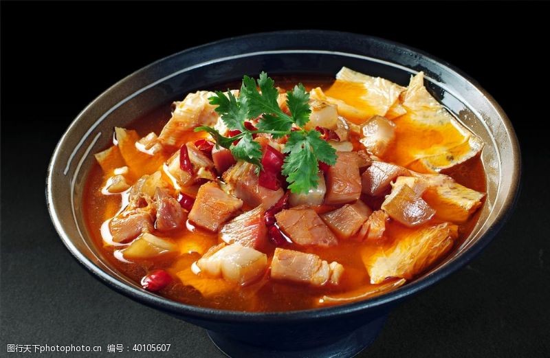 传统菜肴利川豆皮炖腊肉图片