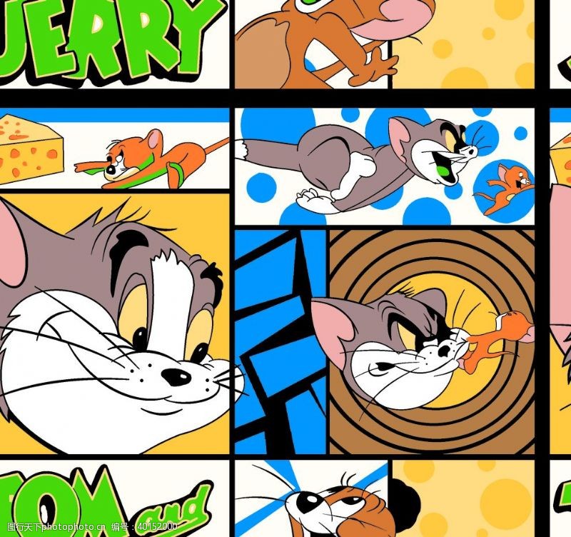 卡通树叶猫和老鼠图片
