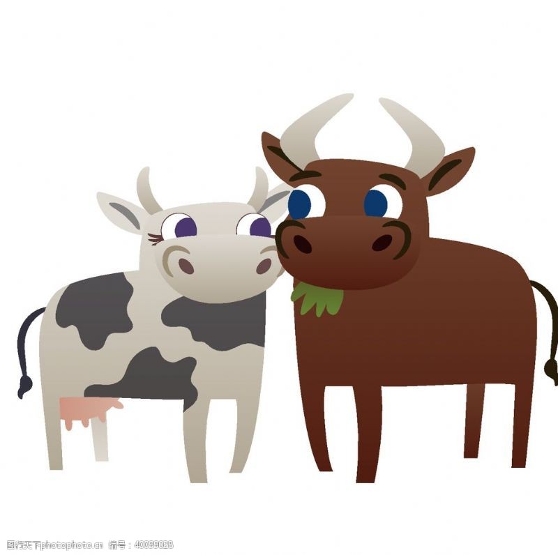 卡通动物图奶牛公牛矢量图片