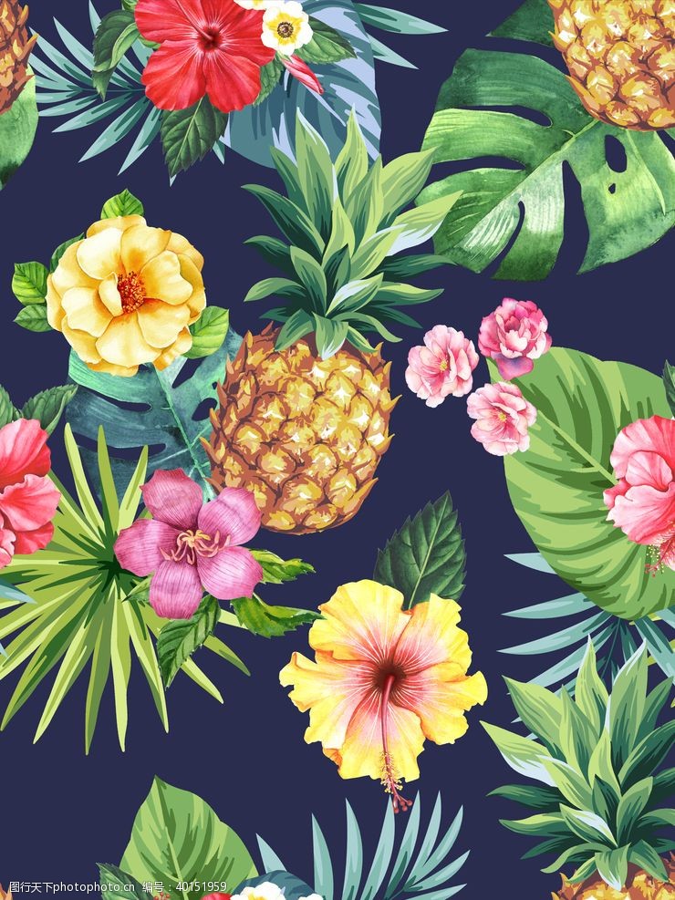欧式花纹背景热带植物图片