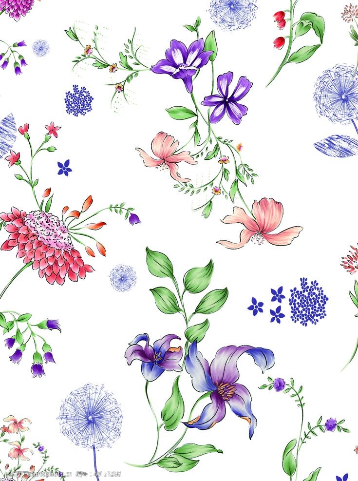 紫色花手绘花小碎花图片