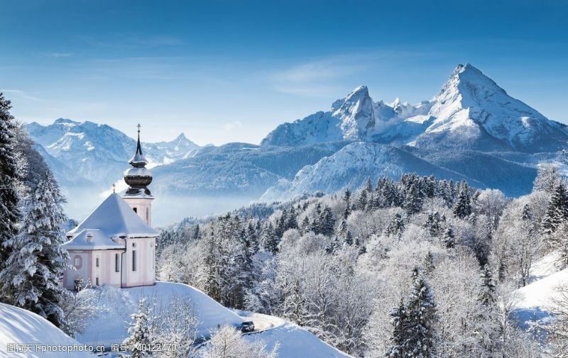 黄昏美景雪景图片