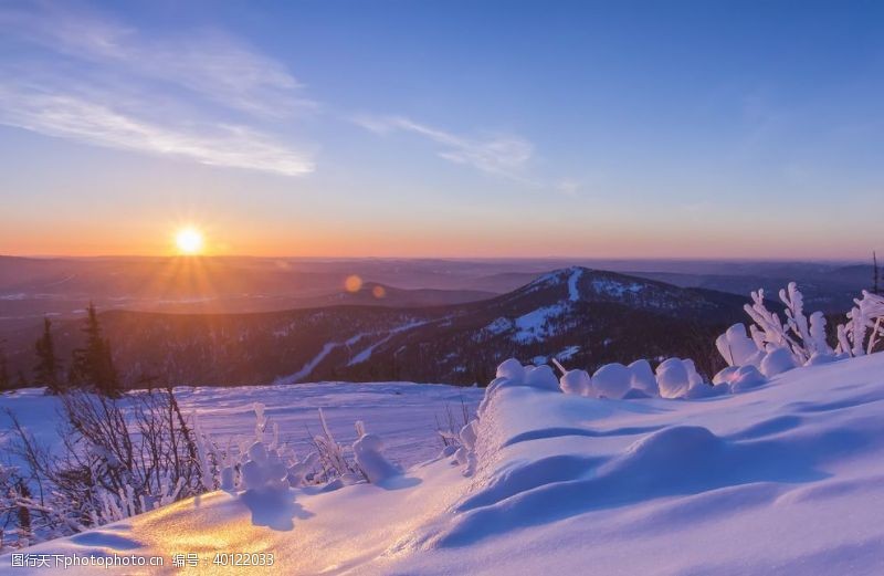 jpg雪景夕阳图片