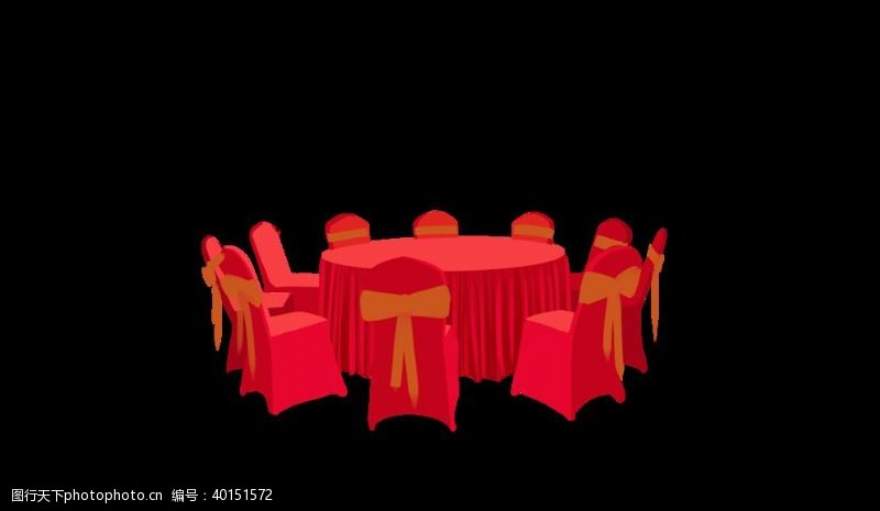 红色宴会宴会椅主桌图片