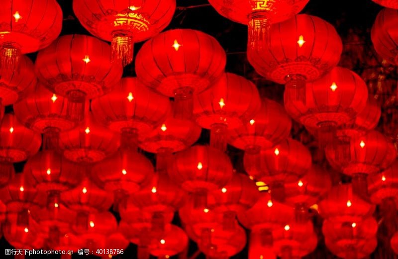 夜色美景中国年红灯笼图片