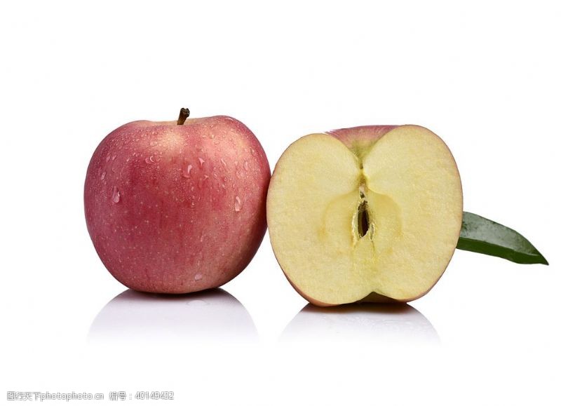 新鲜水果素材白底苹果摄影图片