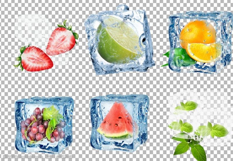 免抠元素冰块水果图片
