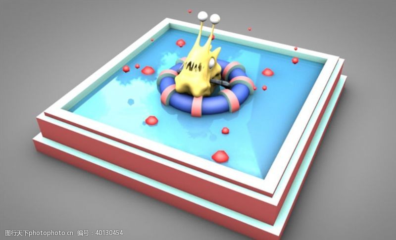 C4D模型游泳池图片