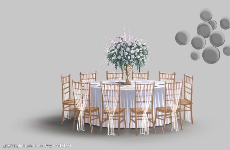 竹节椅餐桌宴会桌图片