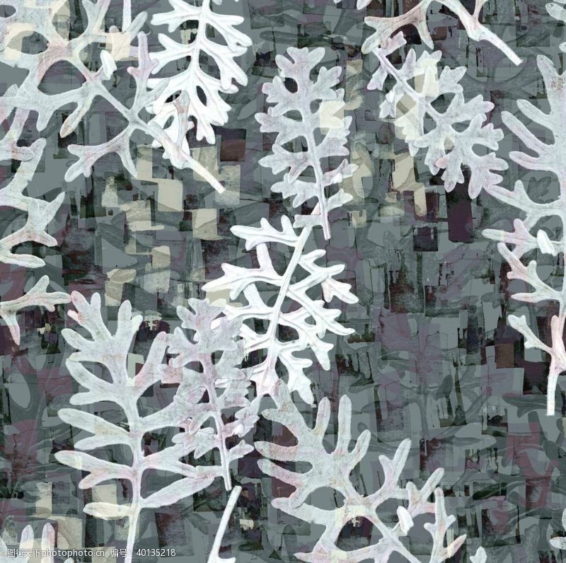 丝印图案抽象树叶图片