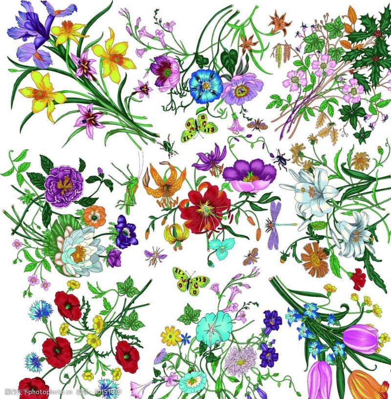 欧式植物花纹大牌方巾图片