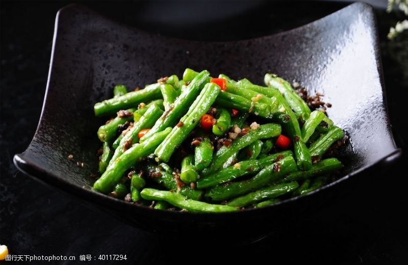 家常菜美食素材干煸四季豆图片