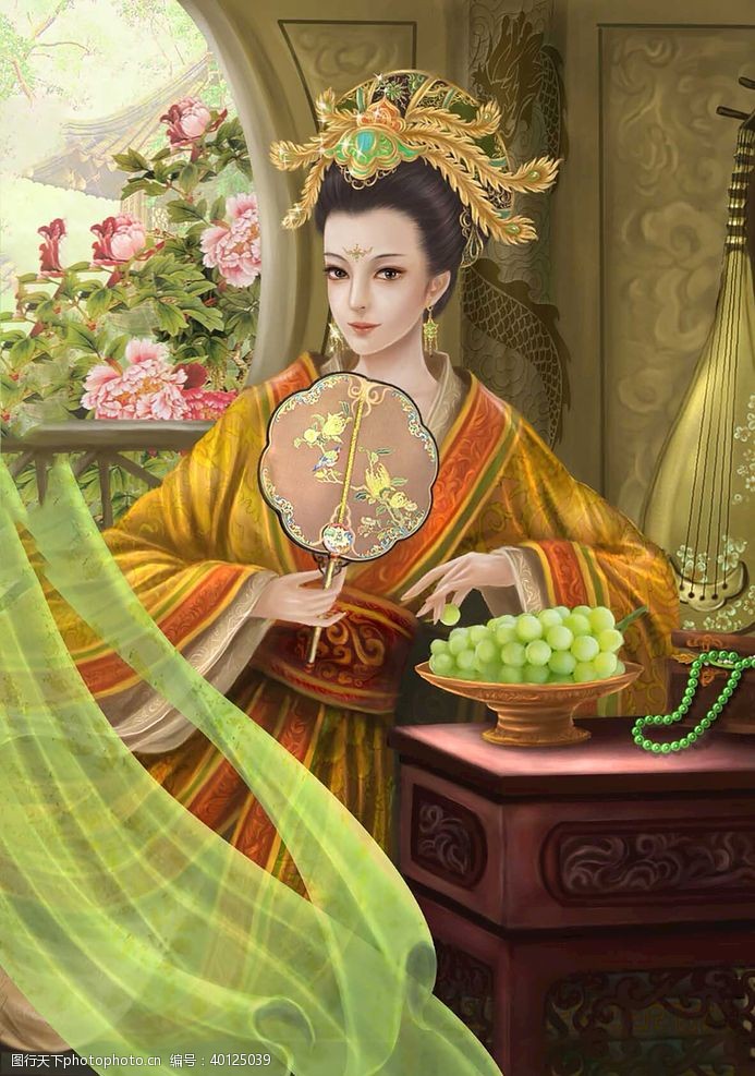 端庄古装帅哥美女插画图片