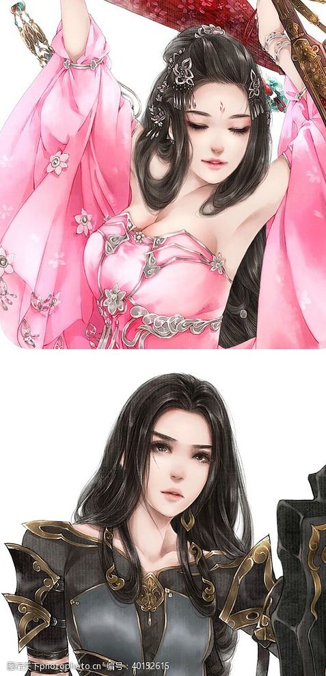 端庄古装帅哥美女插画图片