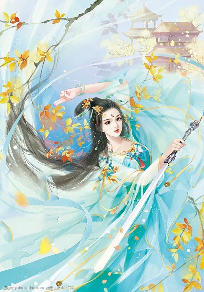 潮东方古装帅哥美女插画图片