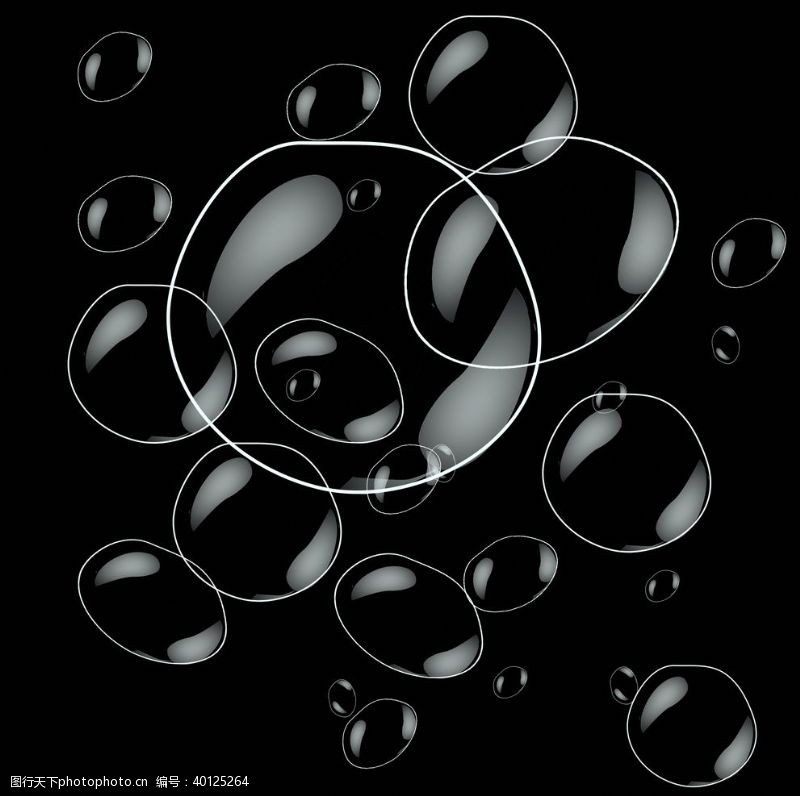 彩色气泡黑色透明气泡元素图片