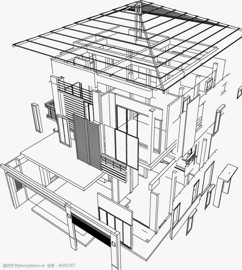别墅效果图建筑结构图图片