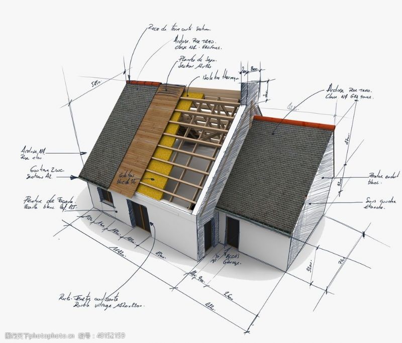 建筑插画建筑结构图图片