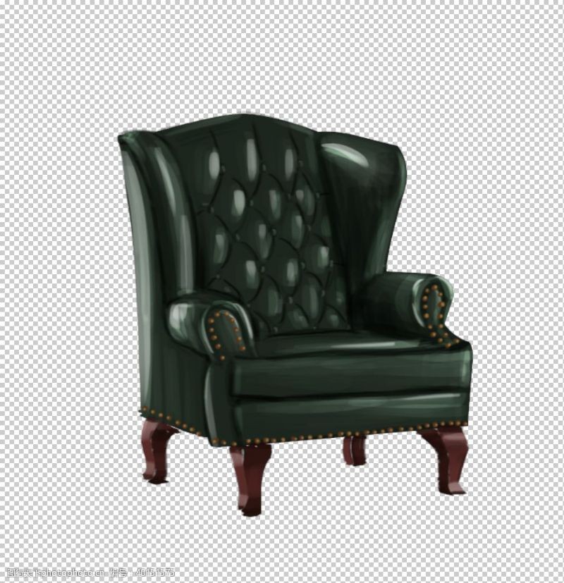 贵族墨绿色复古单人沙发图片