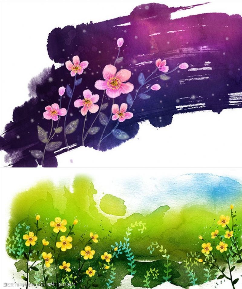 彩绘花卉PSD分层抽象花纹素材图片