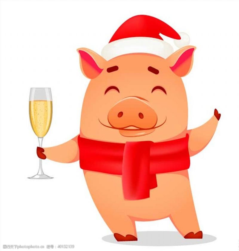 猪动物圣诞节小猪图片