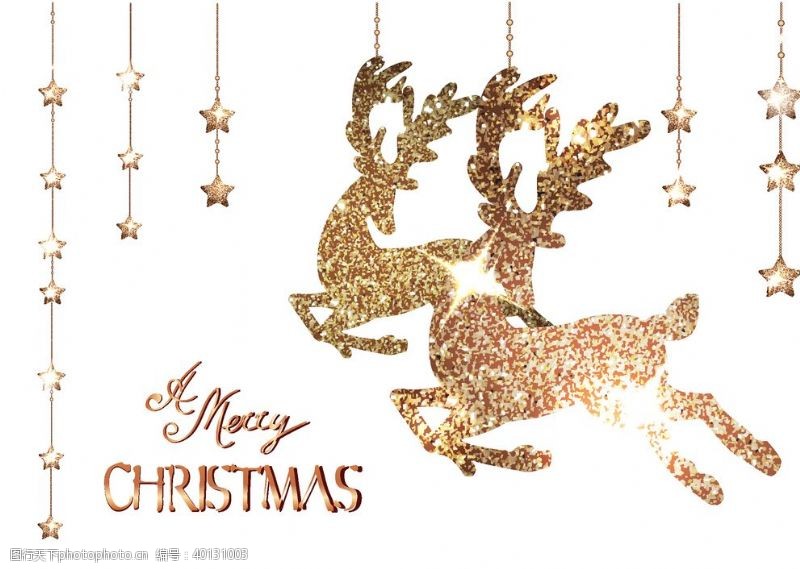 金色背景图片圣诞金色麋鹿图片