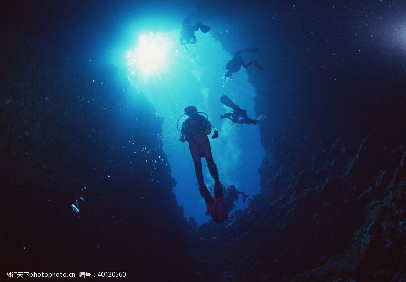 运动素材深海潜水图片