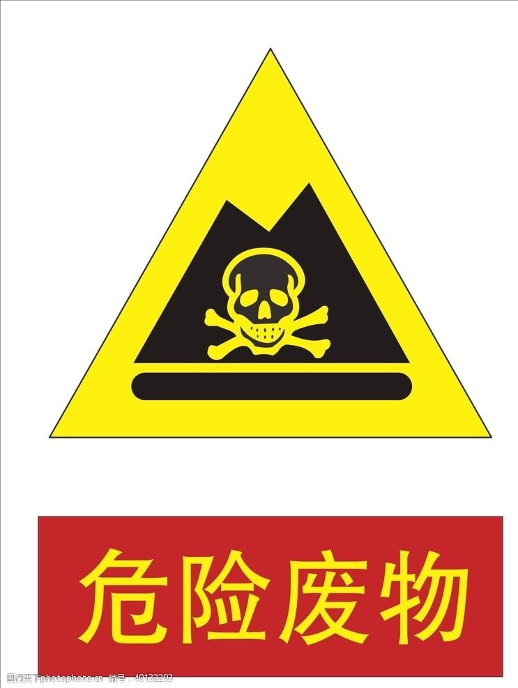 黄色警告危险废物标识牌图片