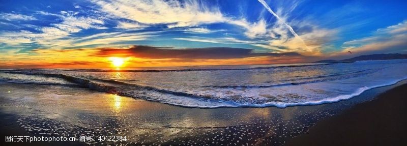 海岸线夕阳图片