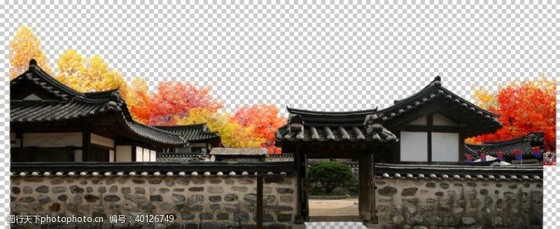 围墙设计中国风建筑PNG免扣素材图片