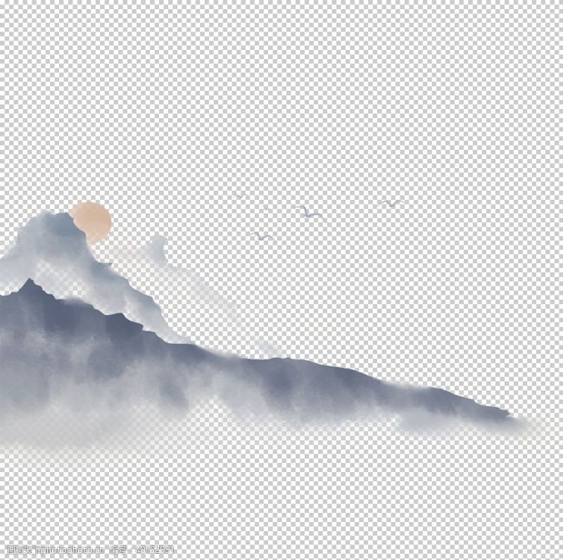 中国风边框背景素材国潮山水祥云水墨图片