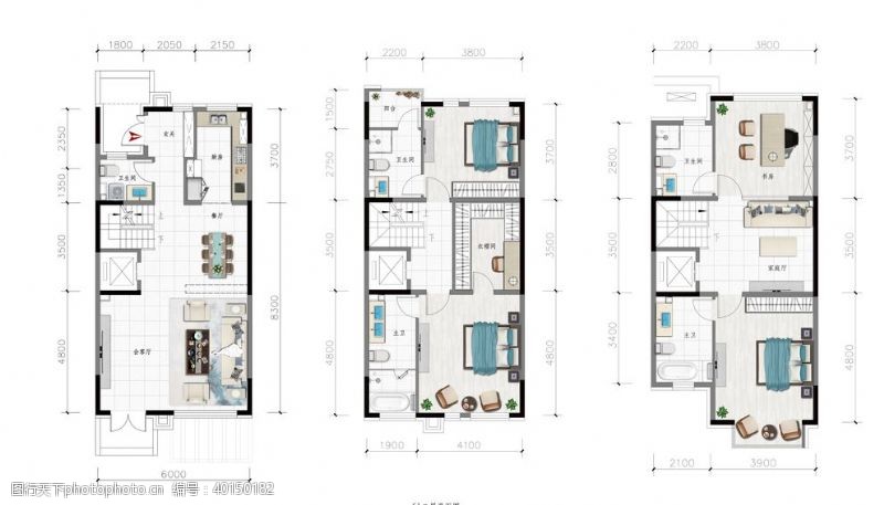 彩页模板下载别墅户型三层图片