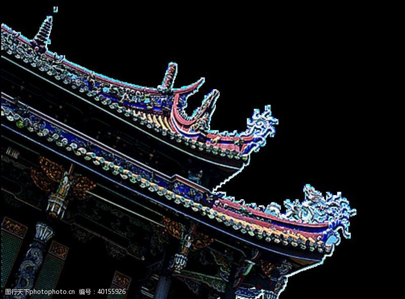 中国风相框古建筑免扣图片
