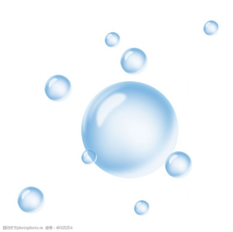 晶莹蓝色气泡元素图片