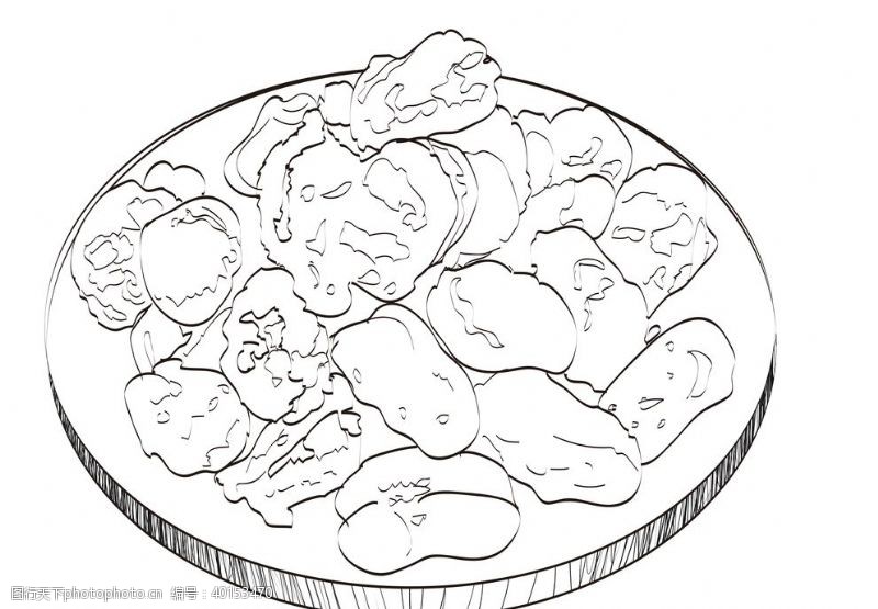 豆零食手绘线稿图片