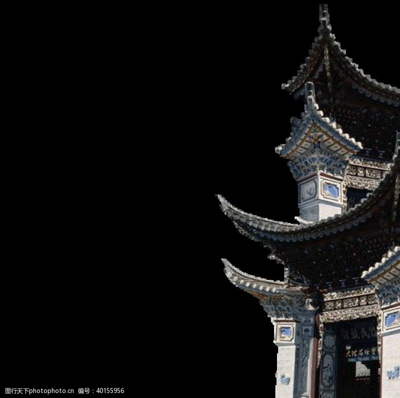 中国风相框龙柱屋檐凉亭免抠PNG图片