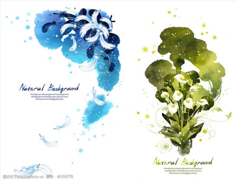 手绘植物PSD分层抽象创意花纹素材图片