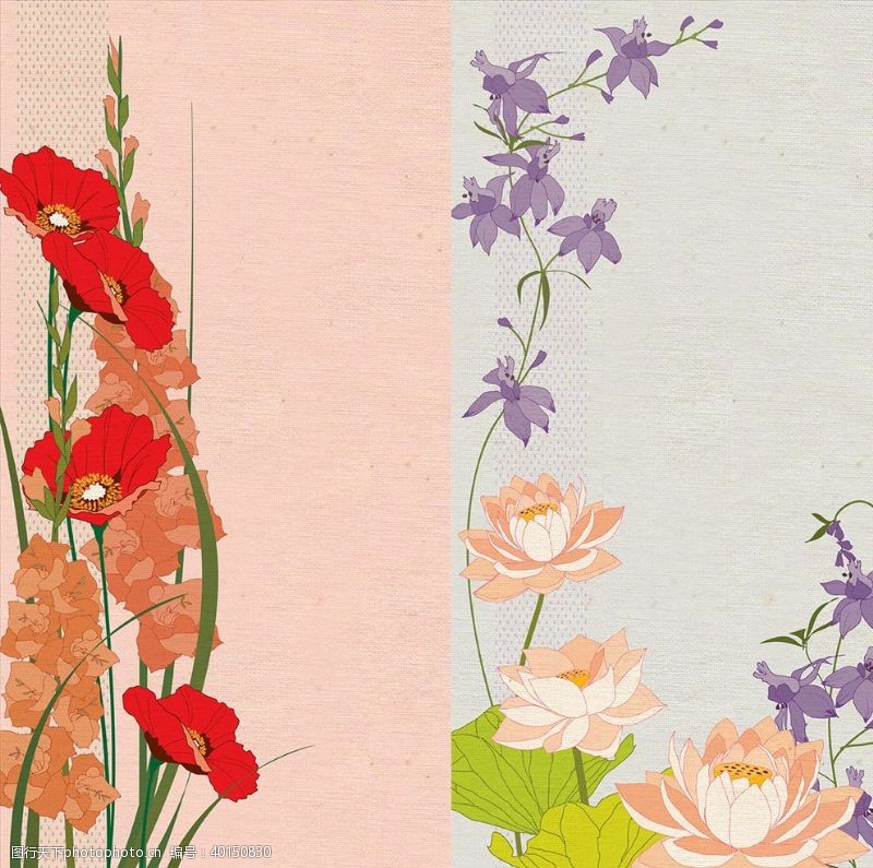 彩绘花卉PSD分层花纹素材图片
